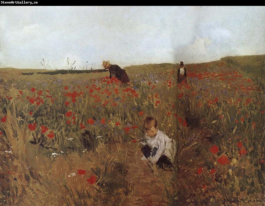 Mary Cassatt People Picking up the flower at the field